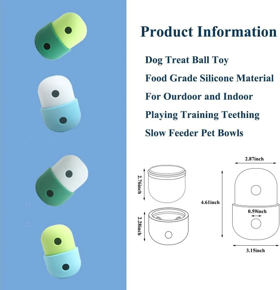 Food-grade silicone dog puzzle toy in yellow and blue colour combination