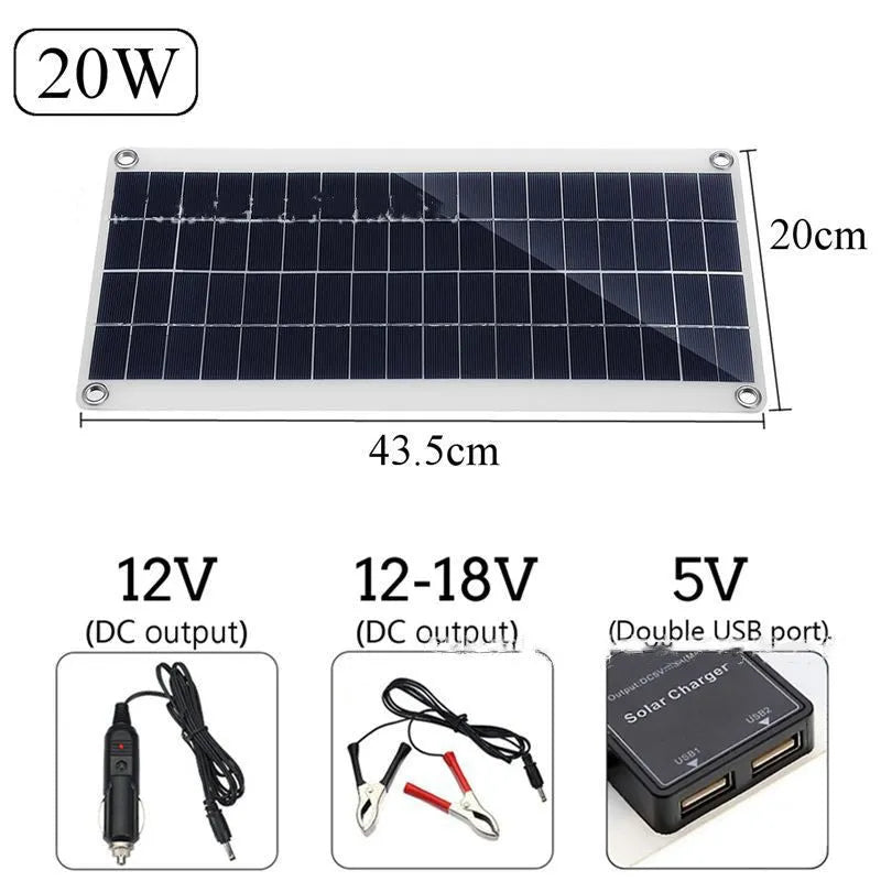Polysilicon solar panel with dual USB ports for outdoor charging of phones and tablets