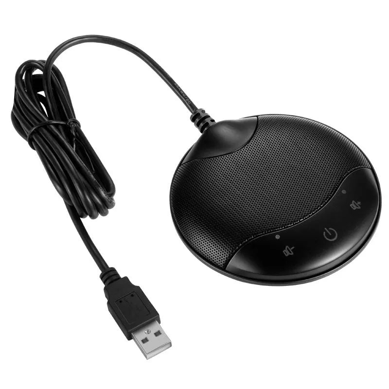 Black A7 USB condenser microphone for conference calls and recording with 9cm dimensions