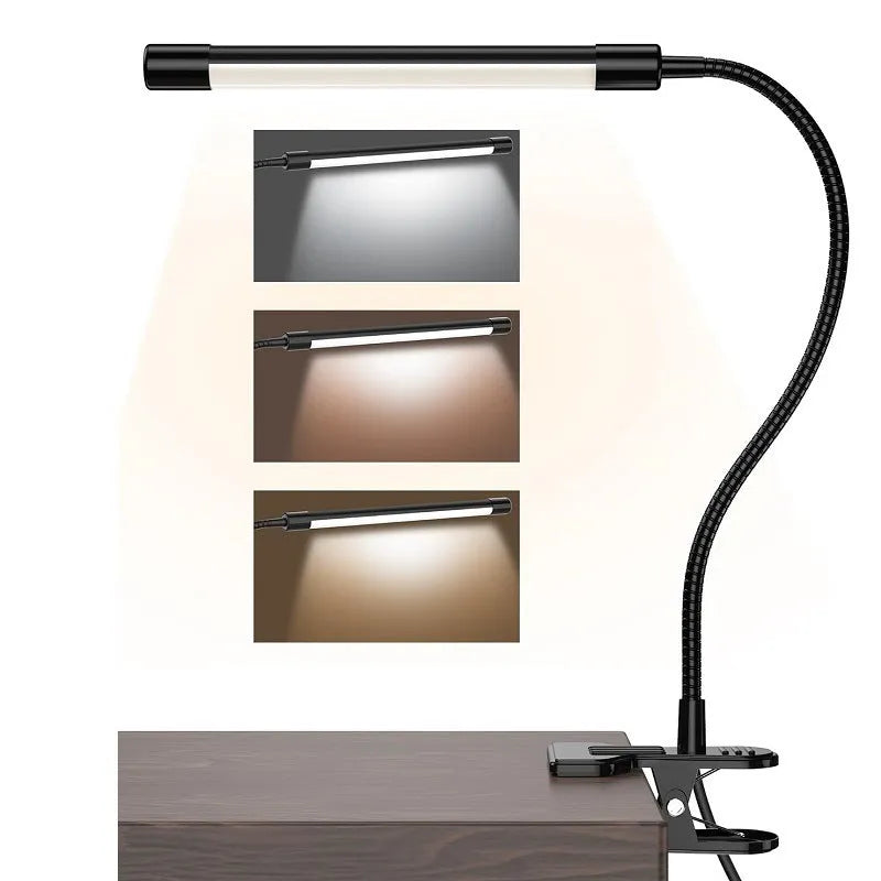 Black and white USB LED desk lamp with 26cm length for study areas