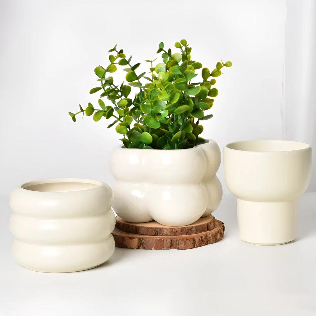 Roman column matte yellow ceramic flowerpot for indoor plants