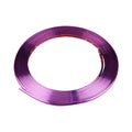 Roll of electroplated purple PVC wheel hub trim strip, 8 metres long, for car decoration and protection.