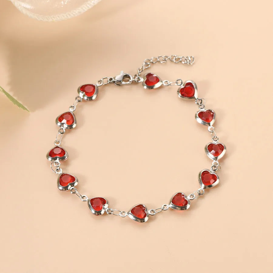 Stainless steel geometric heart bracelet in multiple colour options
