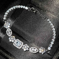 Women's S925 sterling silver-plated geometric bracelet with zircon stones and copper white gold plating