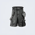Women's retro high street loose washed denim shorts with high waist design in picture colour