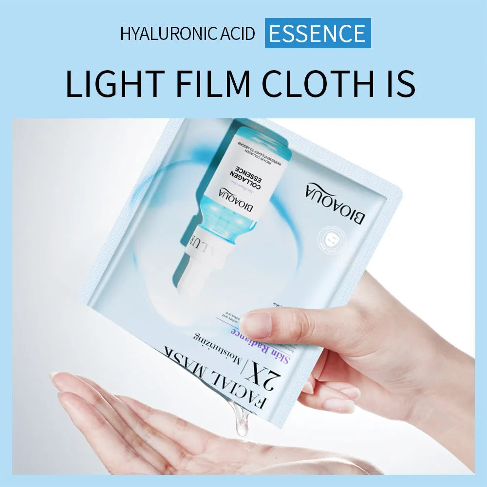 Single white collagen and hyaluronic acid facial sheet mask, 30g gel treatment.