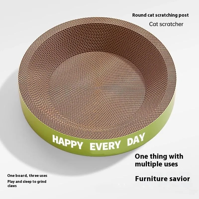 Green round cat scratching board nest with wear-resistant construction for sleeping and scratching