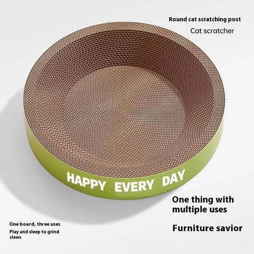Green round cat scratching board nest with wear-resistant construction for sleeping and scratching