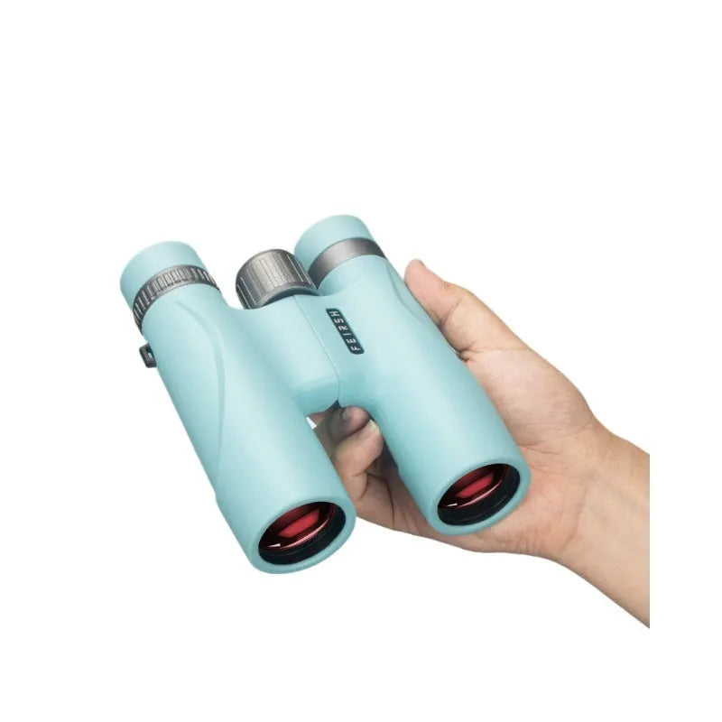 10x32 binoculars with wine red film imaging in blue colour showing compact design