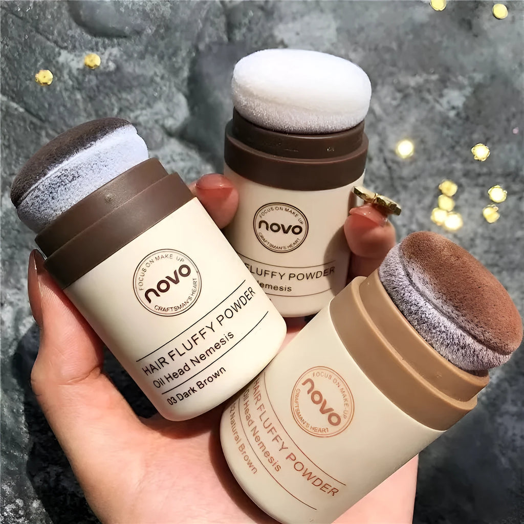 Veejaga mattifying powder compact for oil control on face and hairline in transparent, brown, dark brown shades