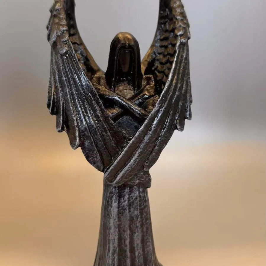 Dark Angel resin statue ornament with detailed sculptural elements measuring 6.5x5x17cm