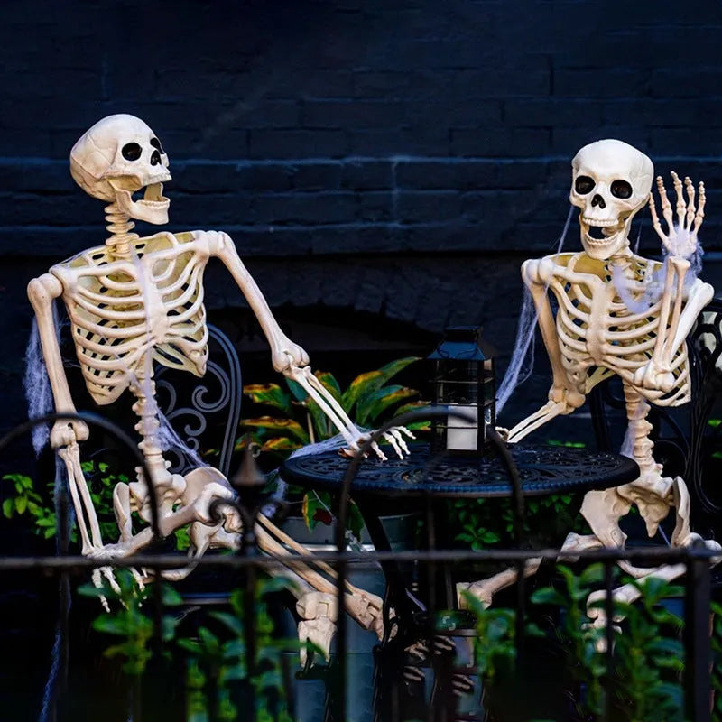 90cm movable joint plastic skeleton Halloween decoration prop with new skull men design
