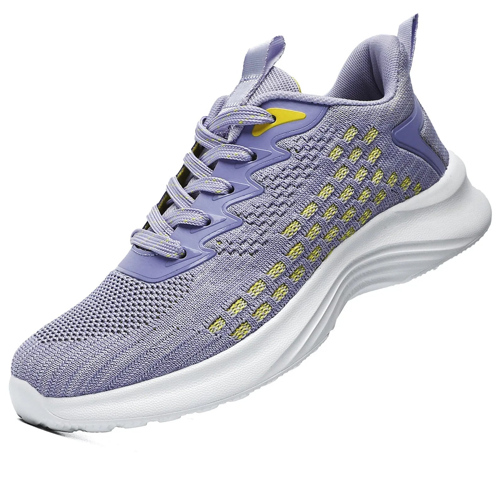 Women's lavender purple Flyknit running shoes with hollow elements and mesh lining
