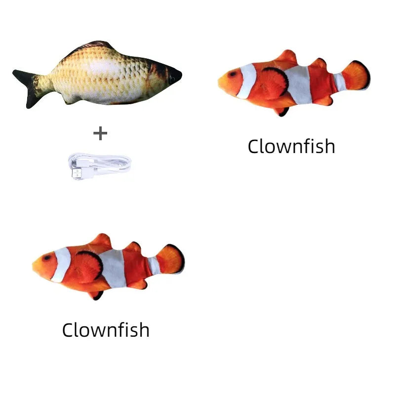 Electronic jumping fish simulation cat toy without catnip, 30cm multicolour PP material