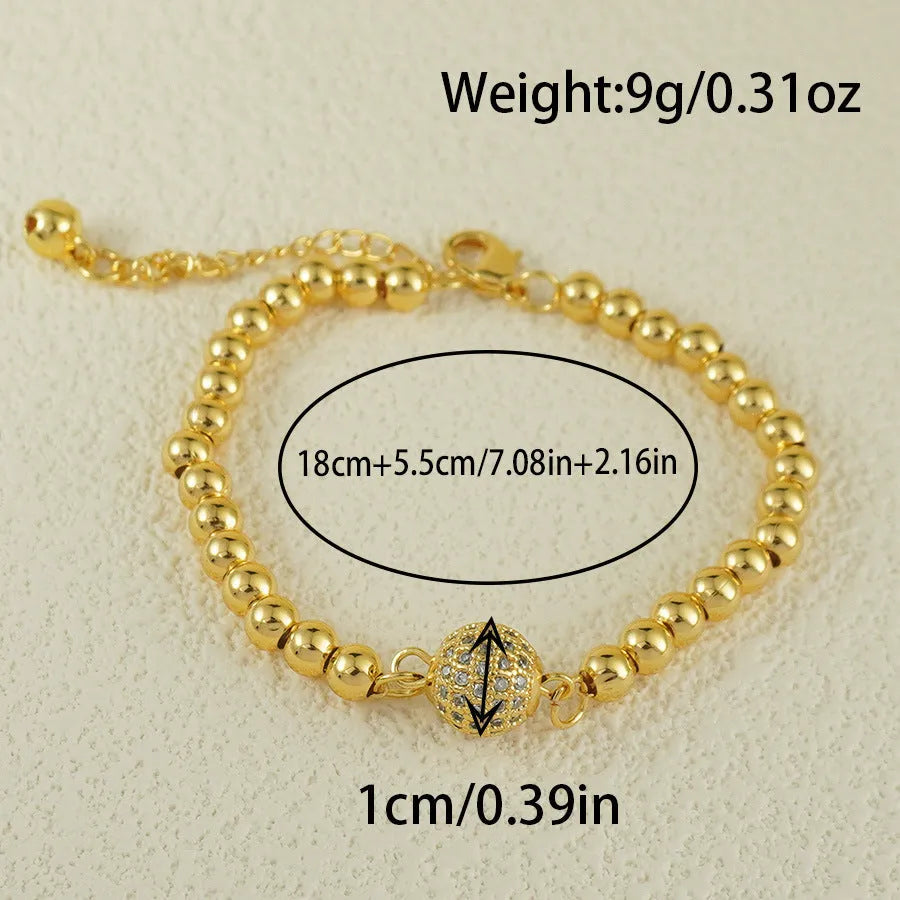 Copper bracelet with zircon stones in heart-shaped Arabic design for women
