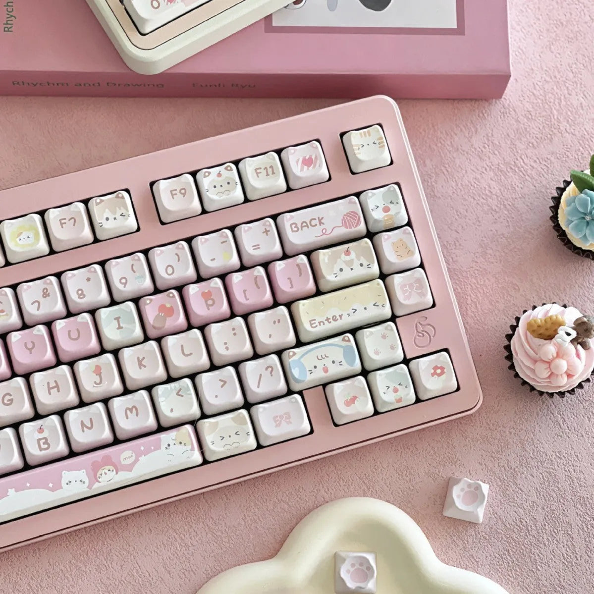 Meow Meow Team 141-piece mechanical keyboard key cap set with five-sided sublimation printing