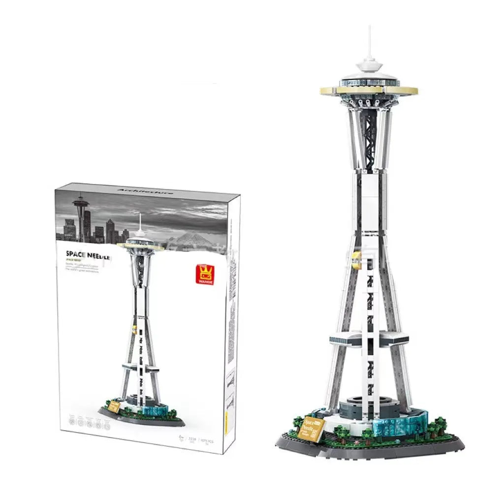Wange plastic building block set with over 800 pieces for constructing landmark models including Big Ben and the Statue of Liberty.