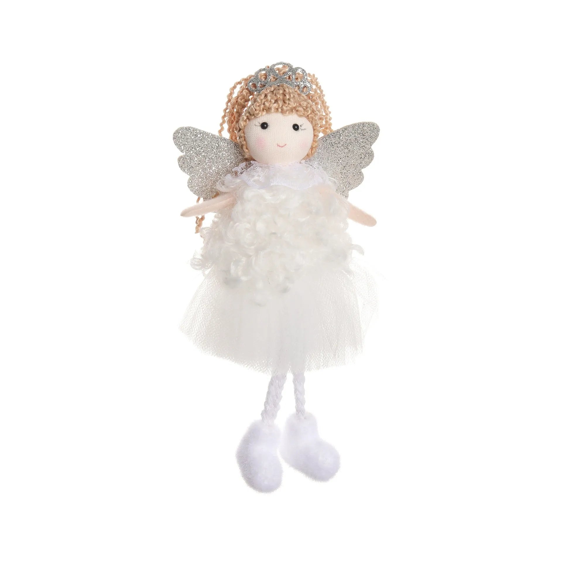 Cloth Christmas angel hair pendant for a girl's high ponytail in white, pink, or khaki colour