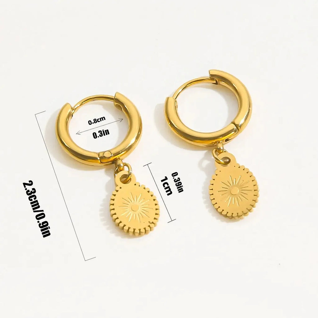 Geometric stainless steel ear button earrings with ellipse design for women in XY-EH005 colour