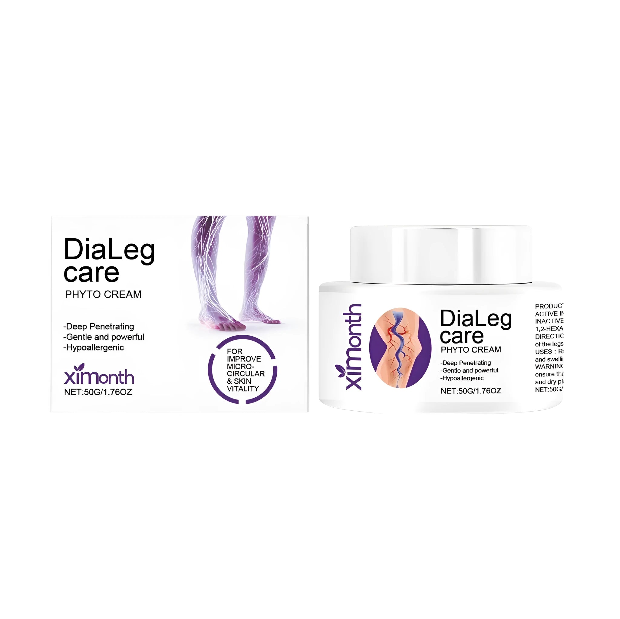 50g jar of varicose vein care cream with mint leaves and shea butter ingredients