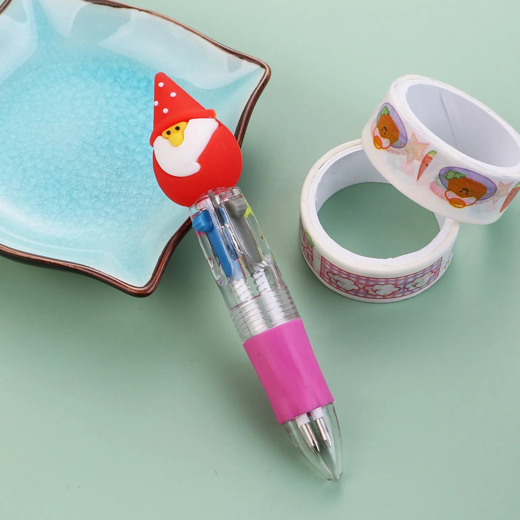 Christmas four-colour press ballpoint pen showing 11cm length with festive designs