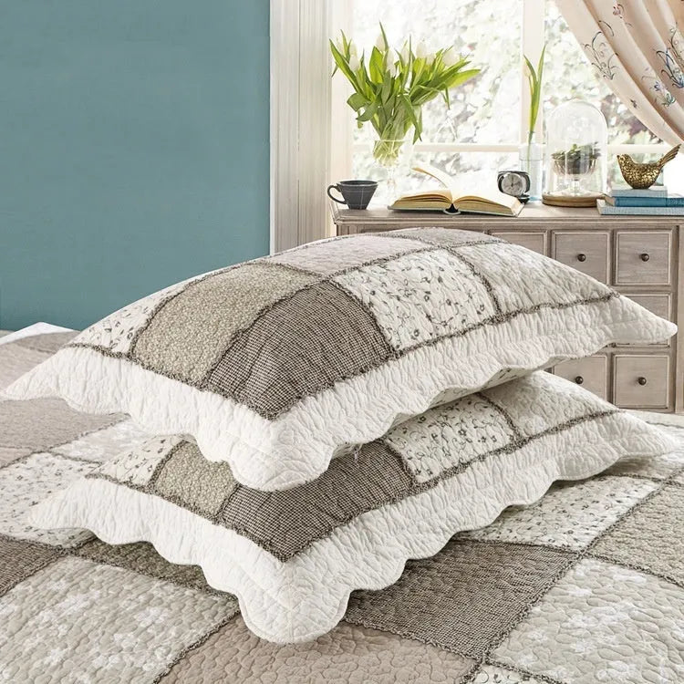 Pure cotton quilted bedspread three-piece set with bed cover and matching pillowcases