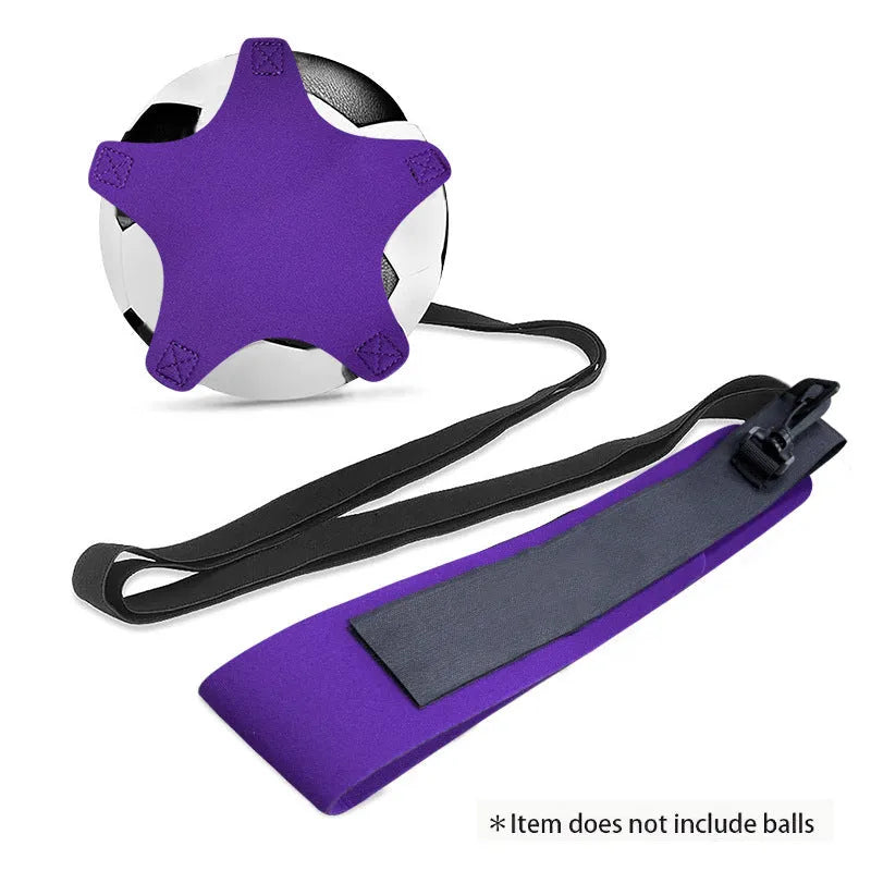 Purple five-corner pattern neoprene football juggling belt with elastic ball tether
