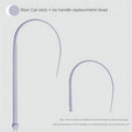 Blue silicone mouse tail cat teaser stick toy with cat head design, 80cm length