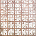 Milky white PET film hollow stencil sheets showing flower, animal, ocean, and letter designs for spray painting.