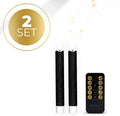 Four black LED taper candles with realistic 3D flame effect, each measuring 18cm tall
