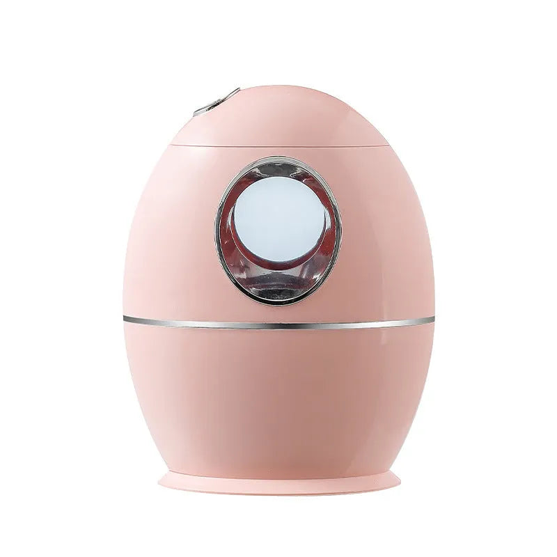 White round USB aromatherapy humidifier with 800ml water tank on a wooden table