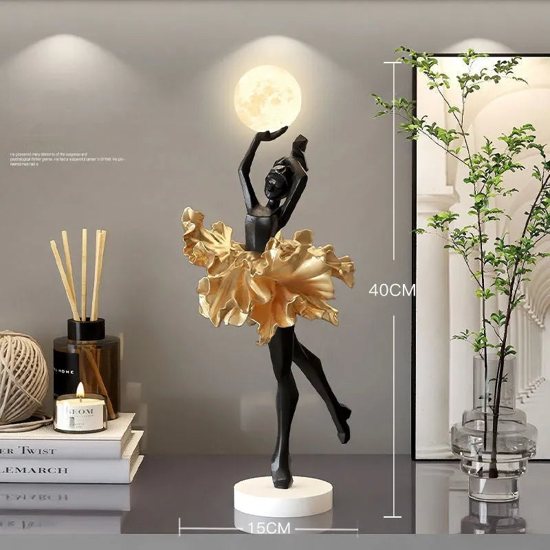 USB-charged resin night light in black gold, white, pink or light blue colour