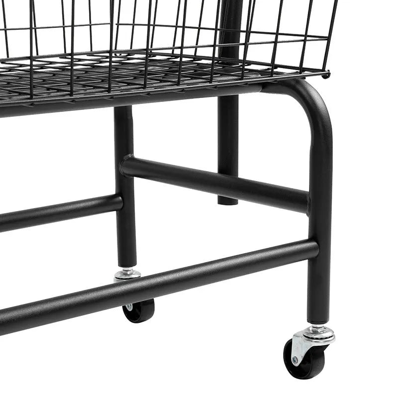 Iron single rod pulley storage car for hanging clothes with adjustable height mechanism in black or white finish