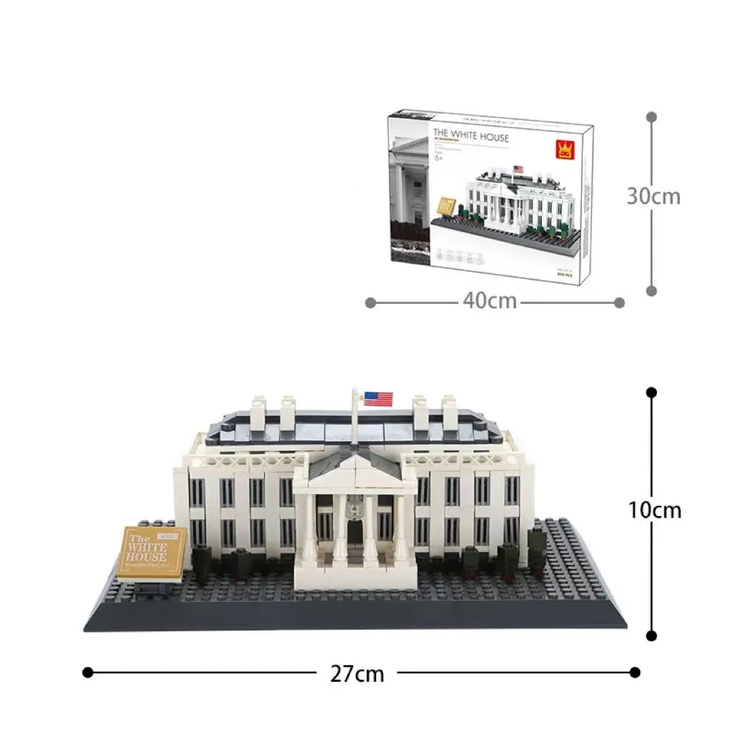 Wange plastic building block set with over 800 pieces for constructing landmark models including Big Ben and the Statue of Liberty.
