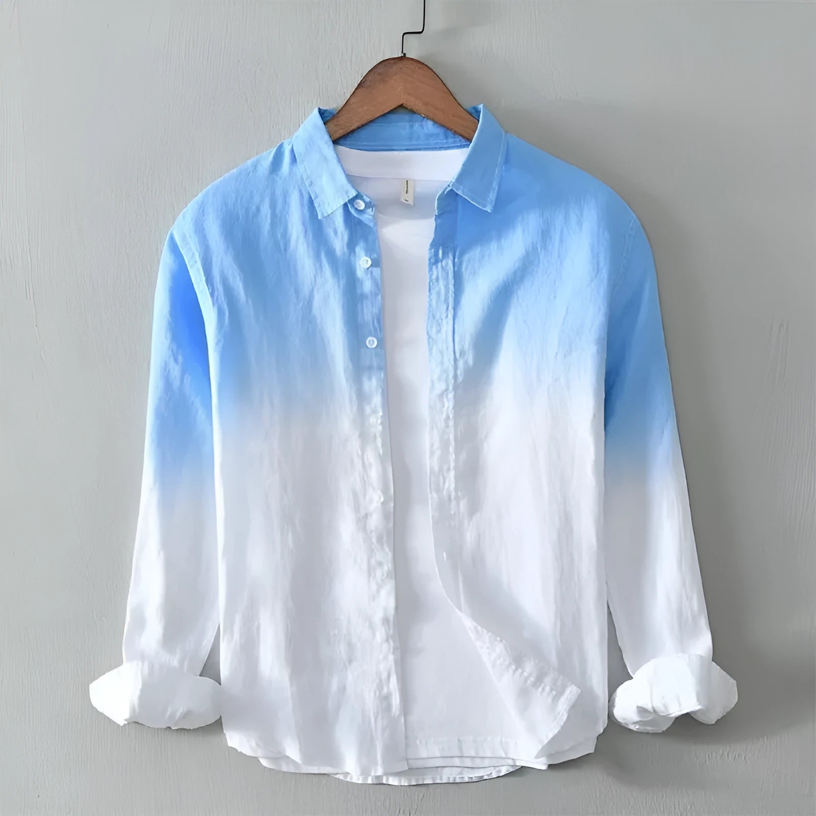 Men's casual loose top coat jacket in dark blue, light blue, or yellow, shown in a slim fit.