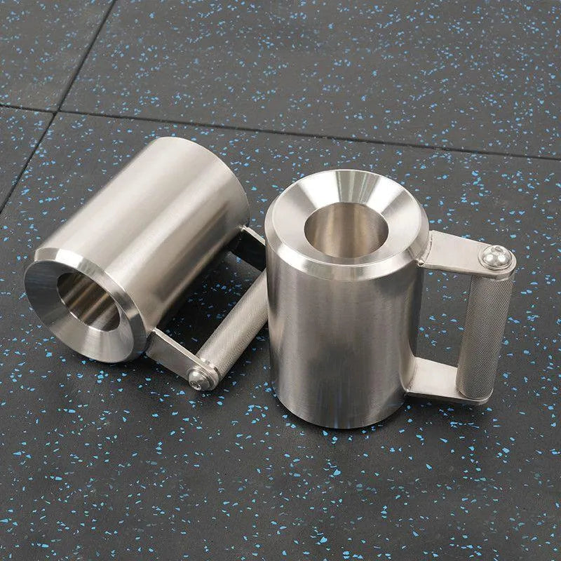 Silver stainless steel dumbbell cup weight plate weighing 8kg for barbell training.