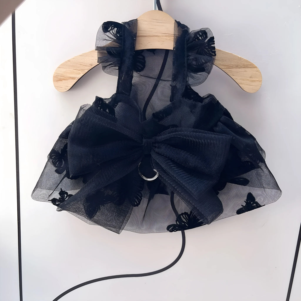 Black polyester tulle princess skirt pet clothing for small dogs and cats in five sizes