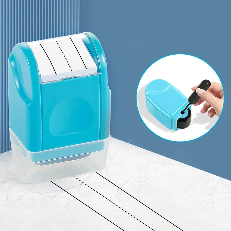Plastic educational roller seal stamp with English line pattern in seven colour options