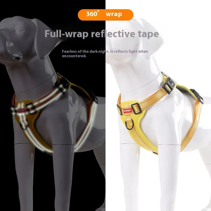 Adjustable polyester dog chest harness traction rope available in multiple colours and sizes