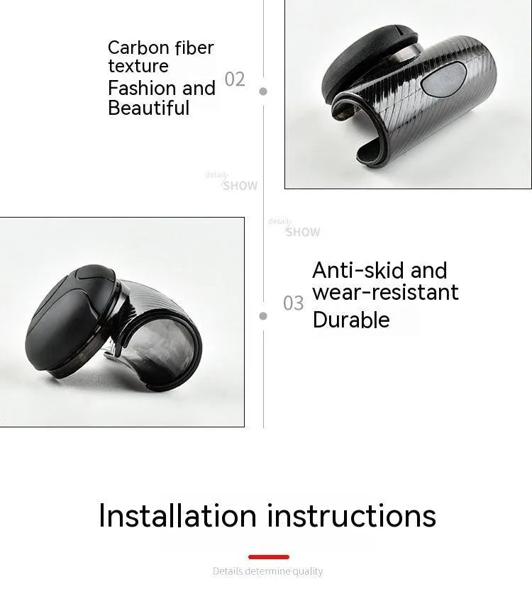 Black silicone steering wheel assist ball with metal bearing booster on a car steering wheel.