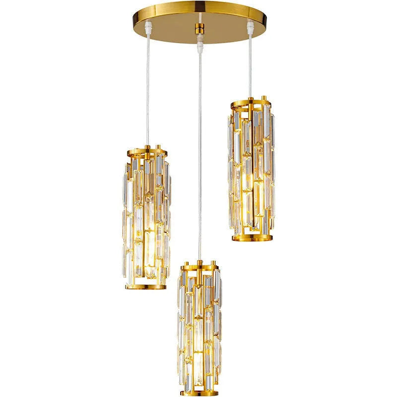 Industrial style single head LED droplight with crystal detailing in black, gold, or chrome finish