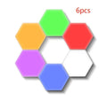 Modular hexagonal touch wall lamp units in honeycomb arrangement with LED lighting