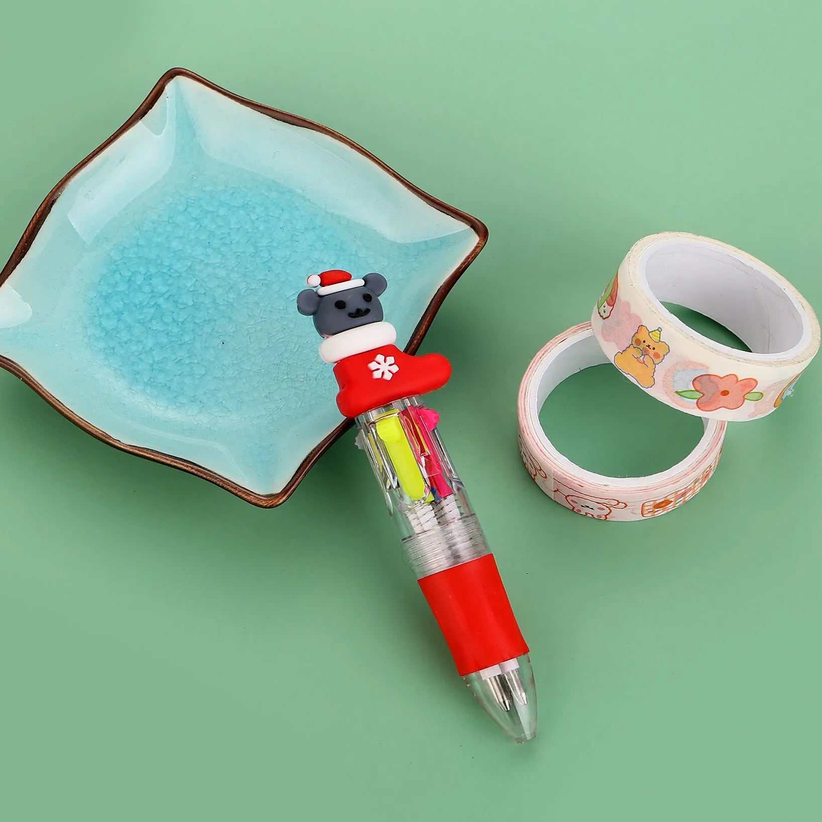 Christmas four-colour press ballpoint pen showing 11cm length with festive designs