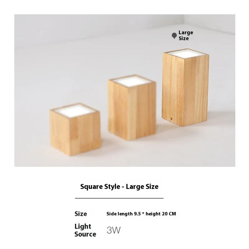 Solid wood surface mounted downlight in wood colour with square or round design options