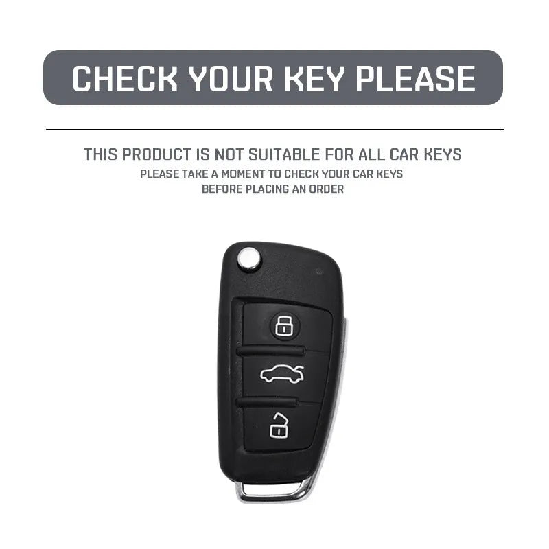 Carbon fibre style car key cover with mirrored finish in white and carbon colour options
