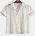 Men's loose fit casual cardigan with short sleeves in polyester fabric for summer leisure wear