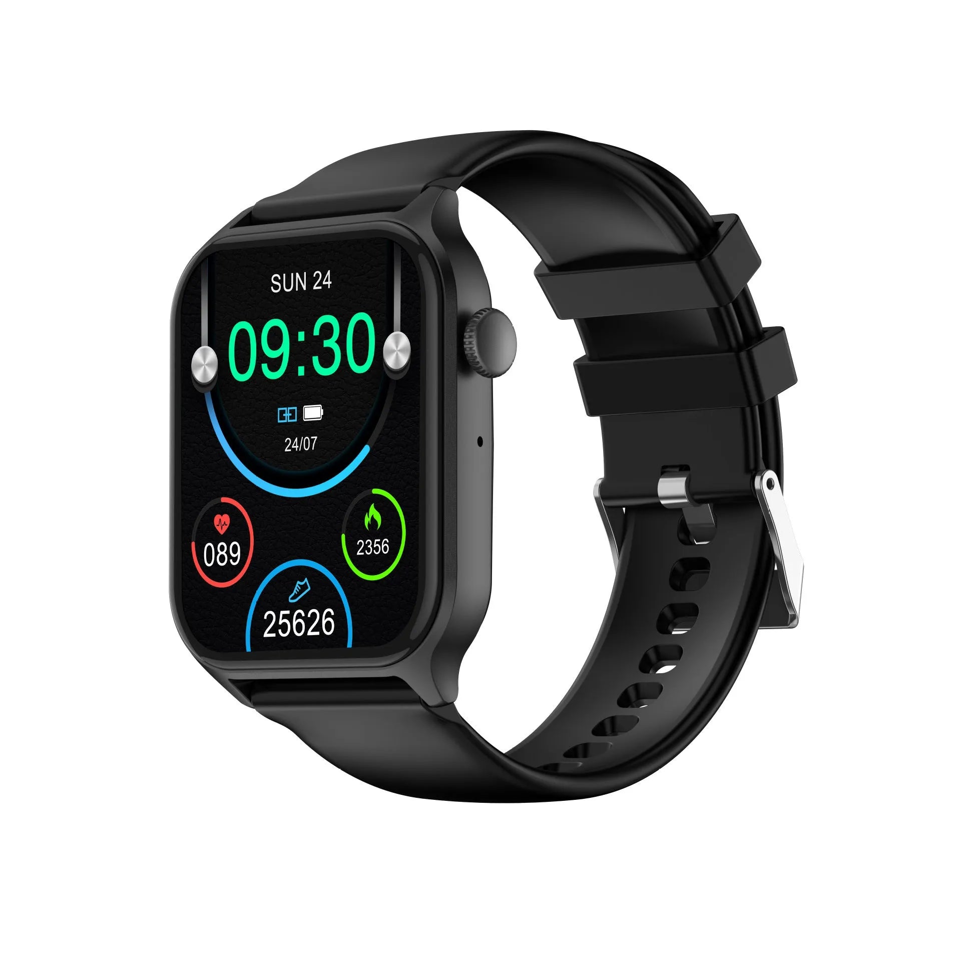 Z145 Smart Watch on wrist displaying health metrics, showing black colour option with TFT screen.