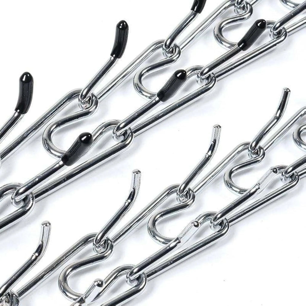 Stainless steel adjustable dog training collar with round head links and rubber tipped prongs