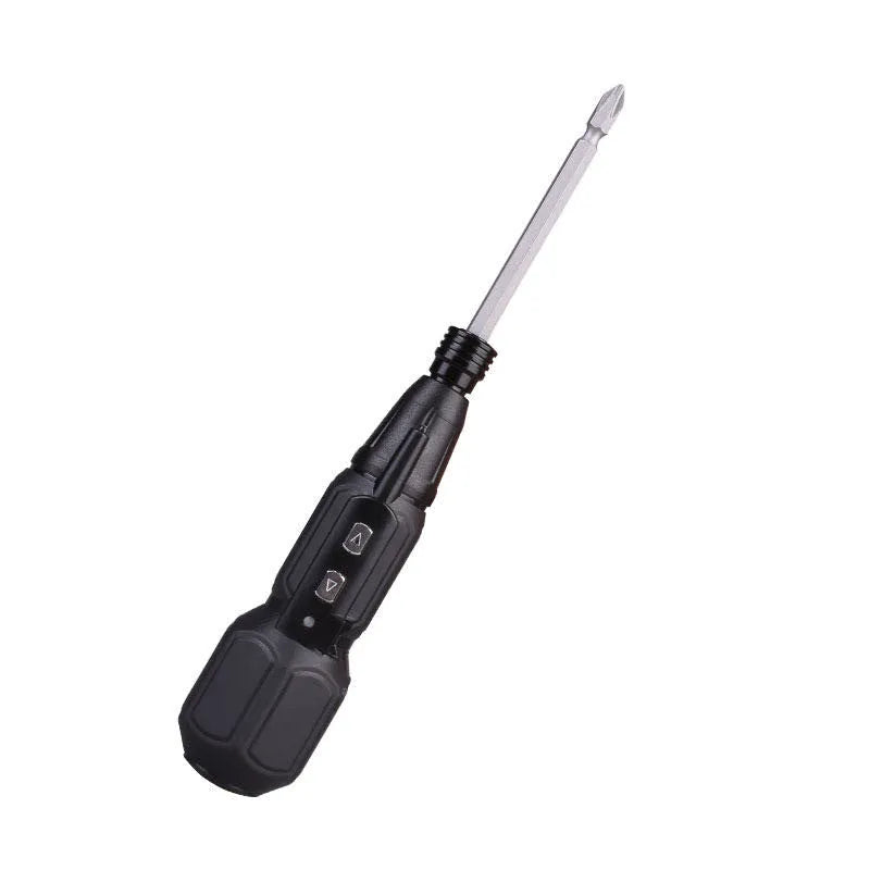 Black electric screwdriver with straight alloy steel handle showing 36V lithium battery power