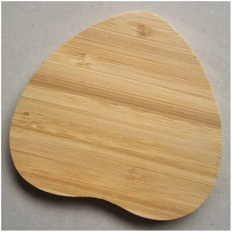 Square bamboo wood 5W wireless charging pad with LED indicator lights.